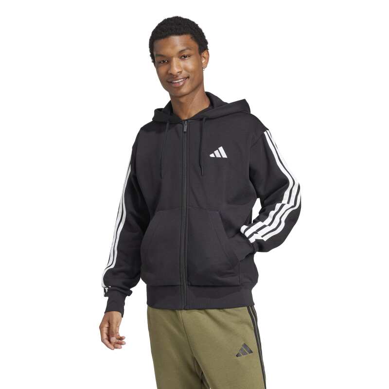 Adidas Essentials 3-Stripes Fleece Siyah Erkek Sweatshirt - Adidas