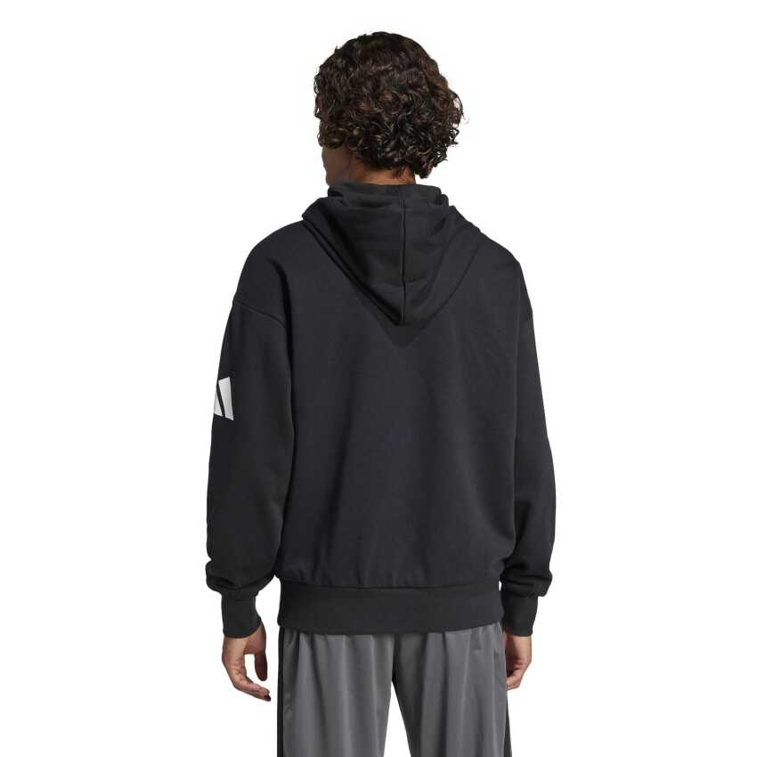 Adidas Essentials Loose-Fit 3 Bar Logo French Terry Siyah Erkek Sweatshirt - 2