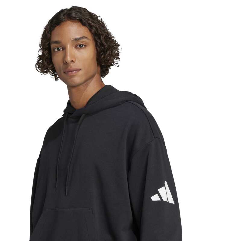 Adidas Essentials Loose-Fit 3 Bar Logo French Terry Siyah Erkek Sweatshirt - 6