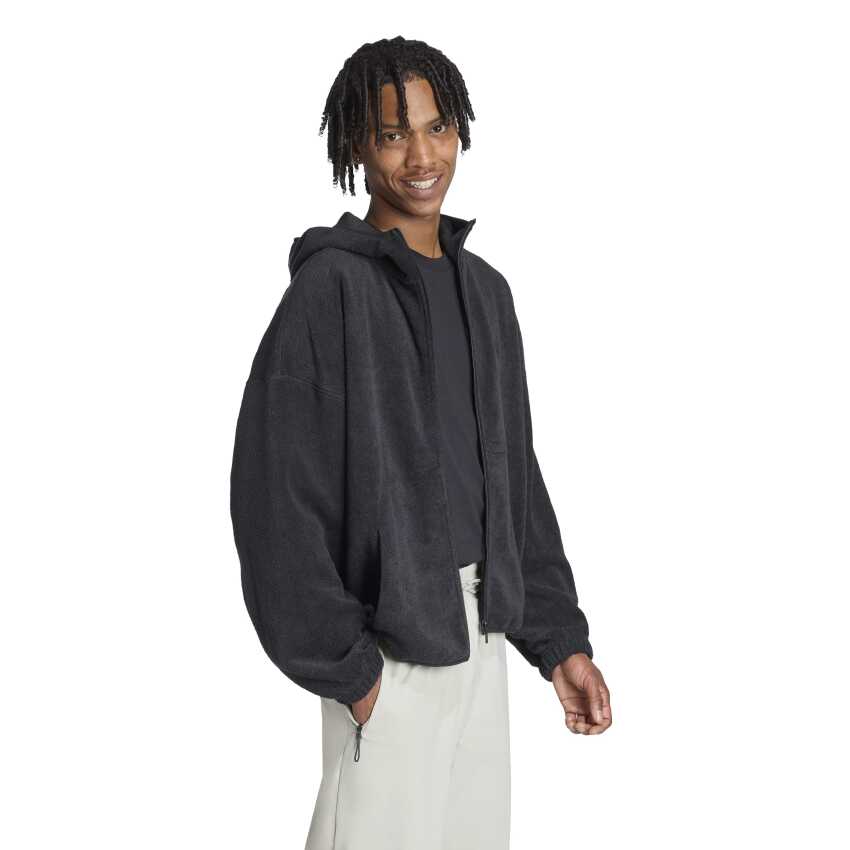 Adidas Future Icons Small Logo Low Pile Fleece Full-Zip Siyah Erkek Sweatshirt - 3