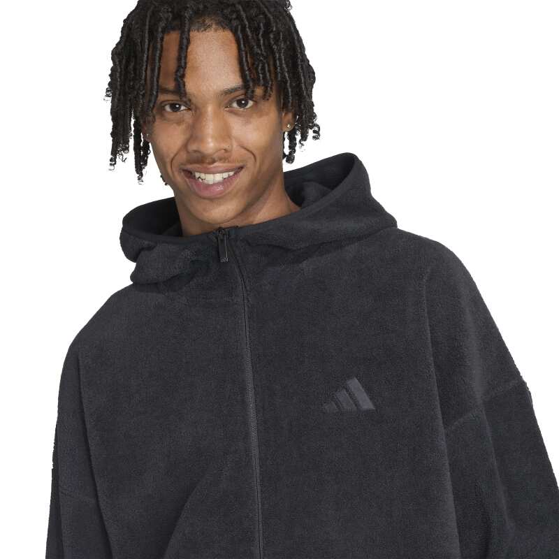Adidas Future Icons Small Logo Low Pile Fleece Full-Zip Siyah Erkek Sweatshirt - 5