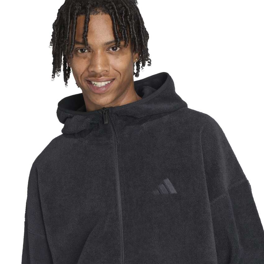 Adidas Future Icons Small Logo Low Pile Fleece Full-Zip Siyah Erkek Sweatshirt - 5