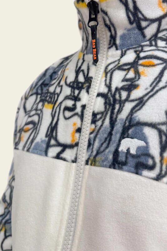 Bad Bear Face Full Zip Beyaz Erkek Polar - 3