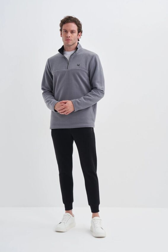 Cazador CAZ Yarım Fermuarlı Gri Erkek Sweatshirt - 3