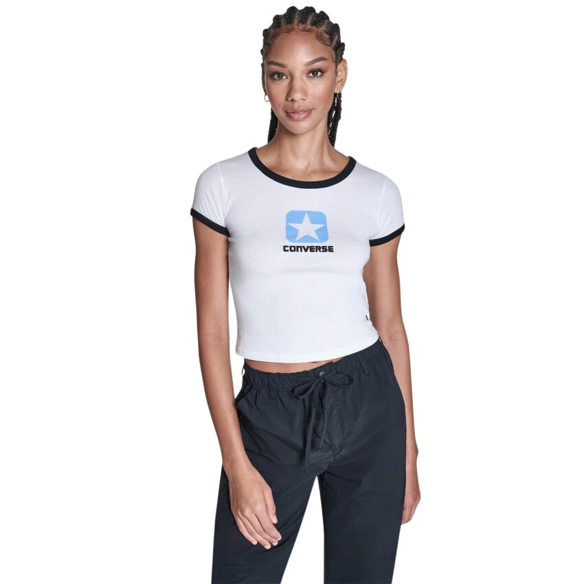 Converse Box Star Ringer Tee Beyaz Kadın Tshirt - 1