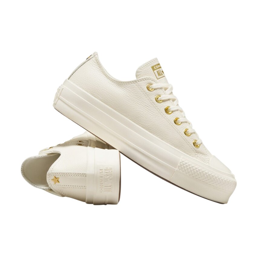 Converse Chuck Taylor All Star Lift Platform Golden Hits Bej Kadın Sneaker Ayakkabı - 6