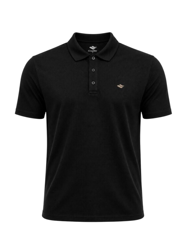 Crosstime Battal Waffle Siyah Erkek Polo Tshirt - 1