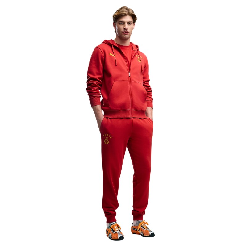 Puma Galatasaray FtblESSENTIALS Kapüşonlu Sarı-Kırmızı Erkek Sweatshirt - 3