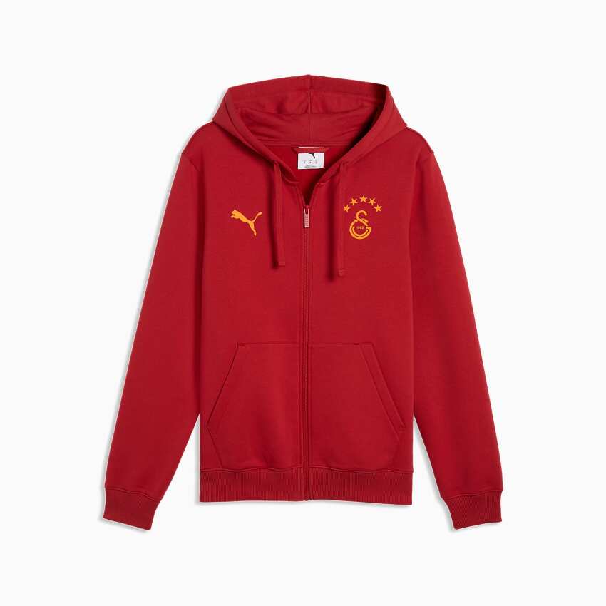 Puma Galatasaray FtblESSENTIALS Kapüşonlu Sarı-Kırmızı Erkek Sweatshirt - 4