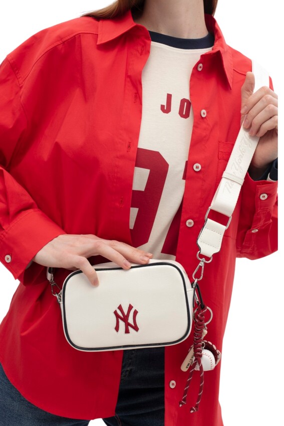 New York Yankees Beyaz Kadın Omuz Çantası - 2