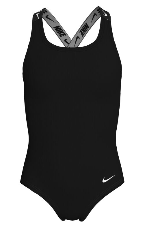 Nike Swim Logo Tape Crossback One Piece Siyah Çocuk Mayo - Nike Swim