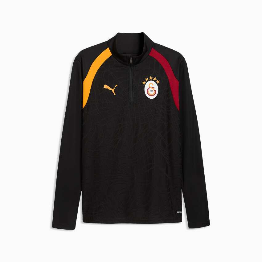 Puma Galatasaray Erkek Fermuarlı Dar Kesim Antrenman Siyah Erkek Eşofman Üstü - 4