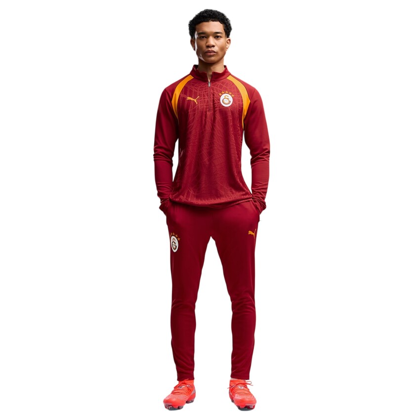 Puma Galatasaray Fermuarlı Dar Kesim Antrenman Sarı-Kırmızı Erkek Eşofman Üstü - 3