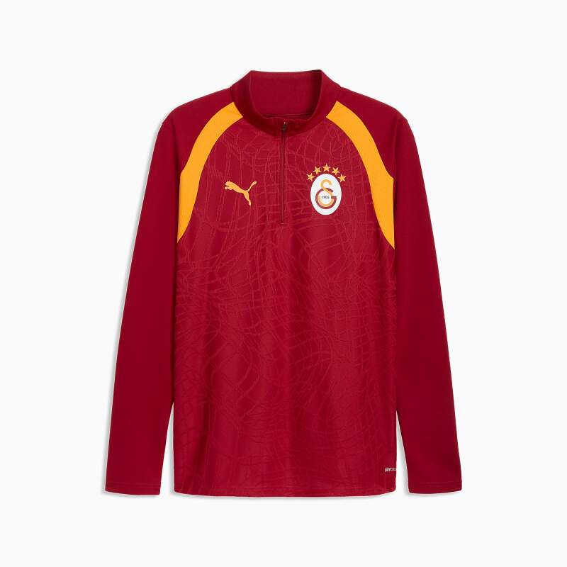 Puma Galatasaray Fermuarlı Dar Kesim Antrenman Sarı-Kırmızı Erkek Eşofman Üstü - 4