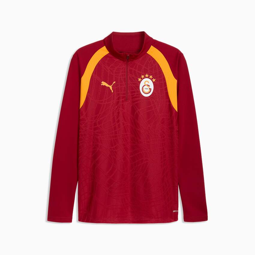 Puma Galatasaray Fermuarlı Dar Kesim Antrenman Sarı-Kırmızı Erkek Eşofman Üstü - 4