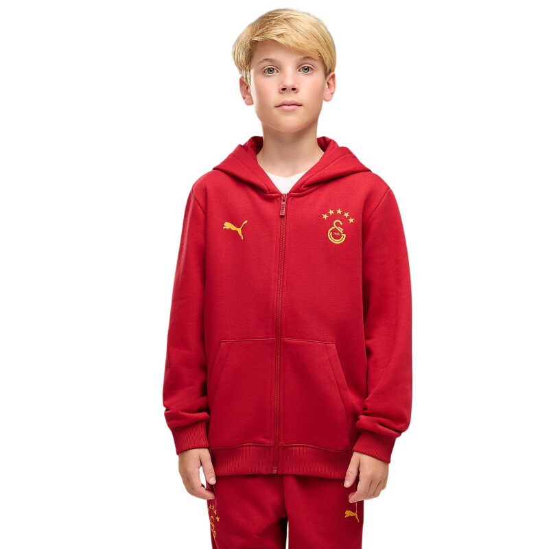 Puma Galatasaray FtblESS FZ Sarı-Kırmızı Çocuk Sweatshirt - Puma