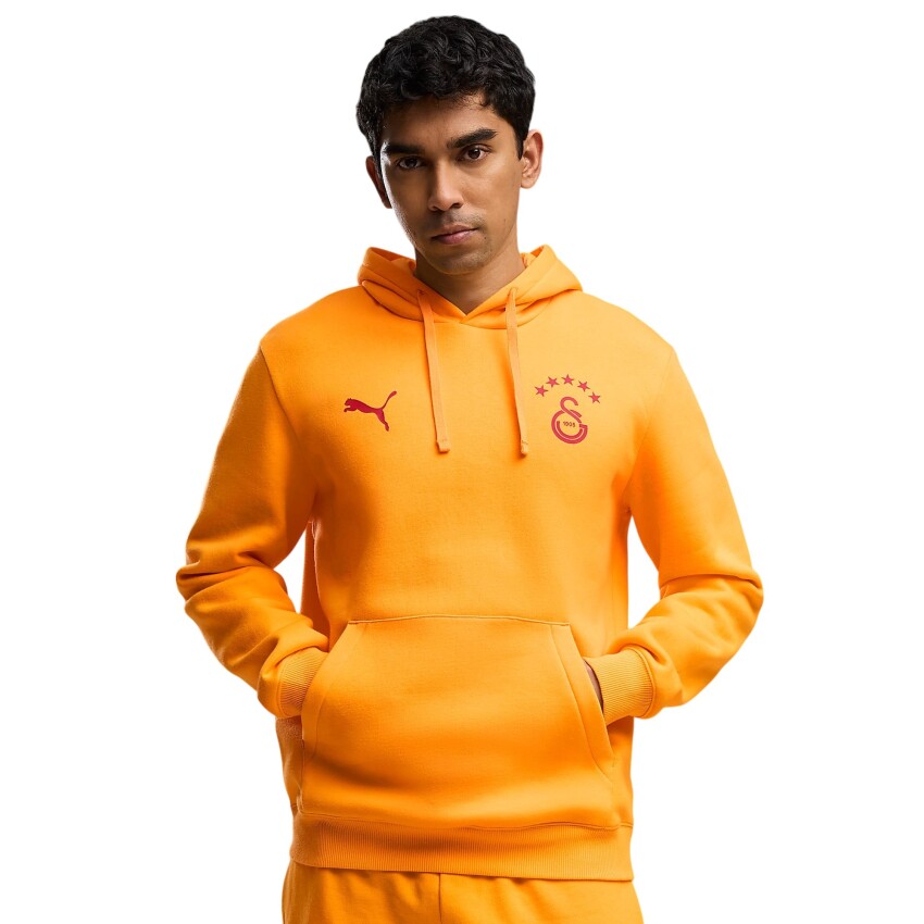 Puma Galatasaray FtblESS Hoodie FL Sarı-Kırmızı Erkek Sweatshirt - 1