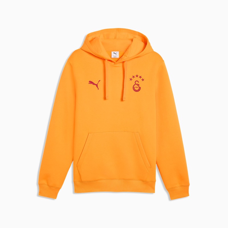Puma Galatasaray FtblESS Hoodie FL Sarı-Kırmızı Erkek Sweatshirt - 4