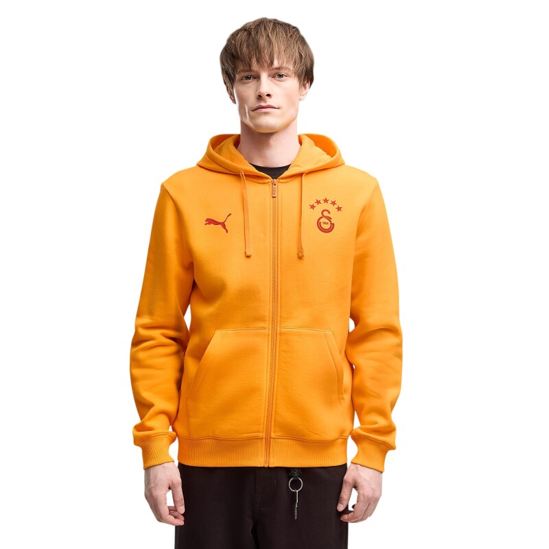 Puma Galatasaray FtblESSENTIALS Kapüşonlu Sarı-Kırmızı Erkek Sweatshirt - Puma