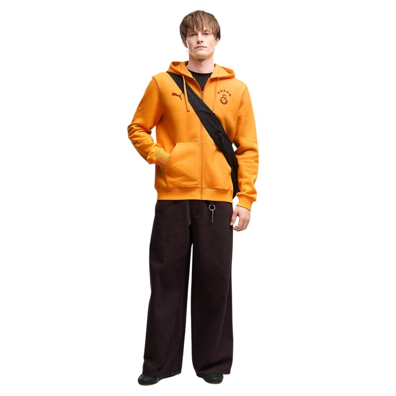 Puma Galatasaray FtblESSENTIALS Kapüşonlu Sarı-Kırmızı Erkek Sweatshirt - 3