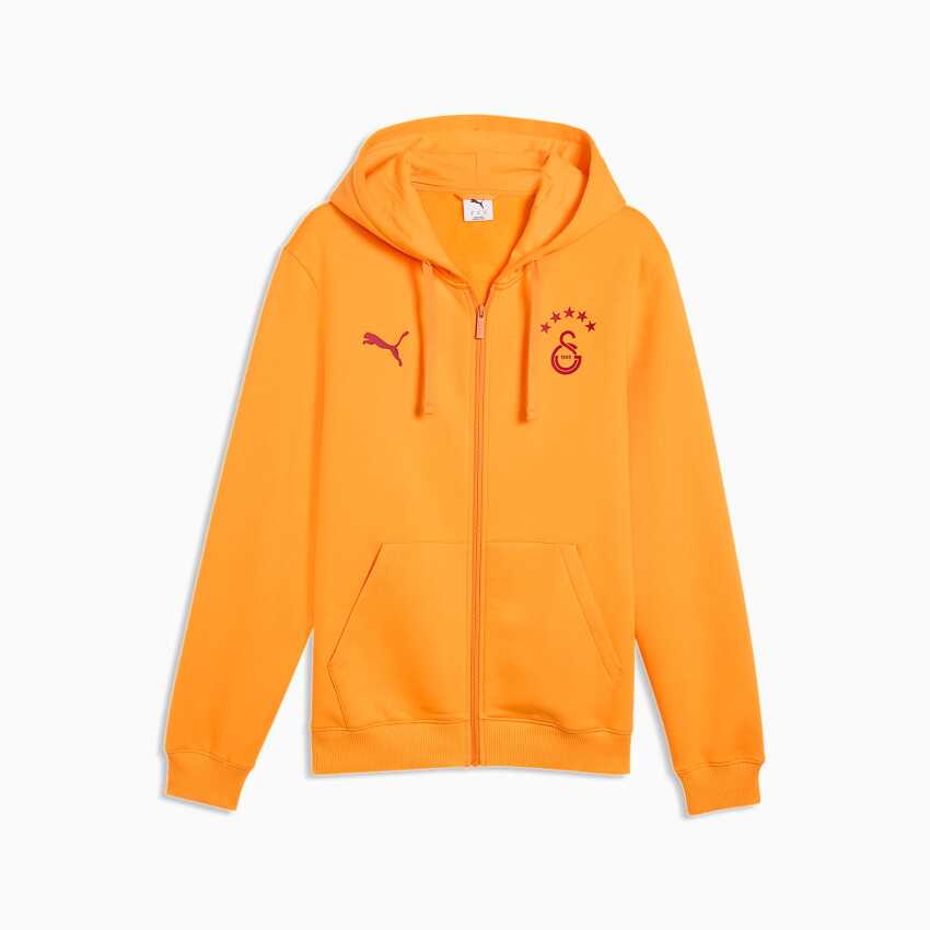 Puma Galatasaray FtblESSENTIALS Kapüşonlu Sarı-Kırmızı Erkek Sweatshirt - 4