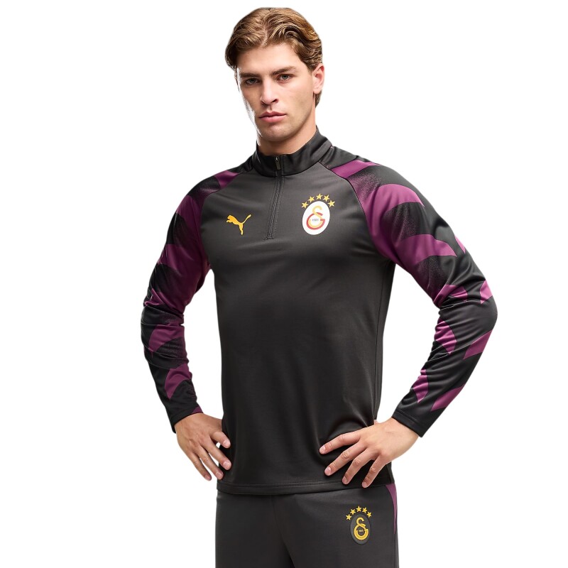 Puma Galatasaray Warm Up 1/4 Zip Top Antrasit Erkek Eşofman Üstü - Puma