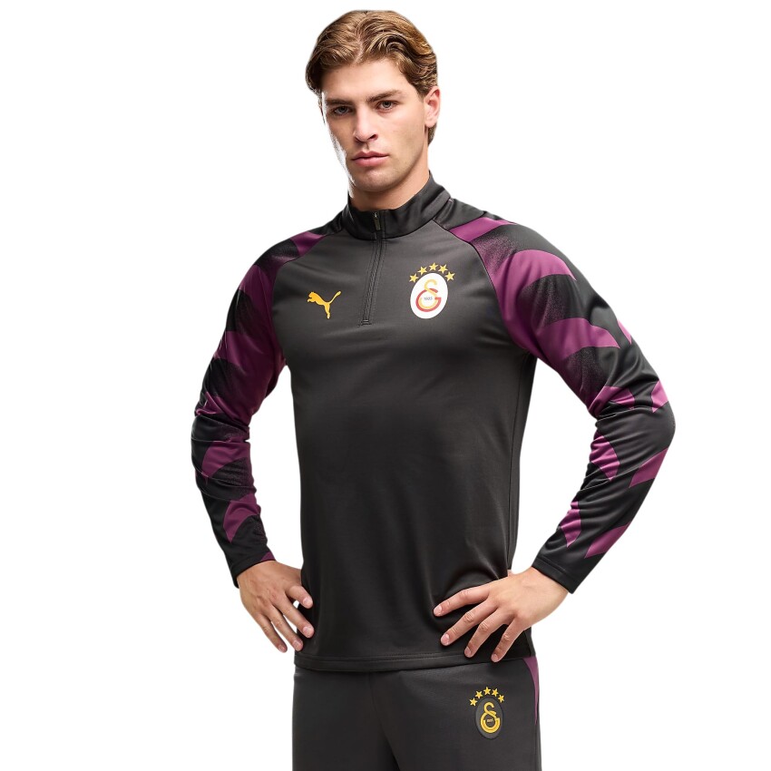 Puma Galatasaray Warm Up 1/4 Zip Top Antrasit Erkek Eşofman Üstü - 1