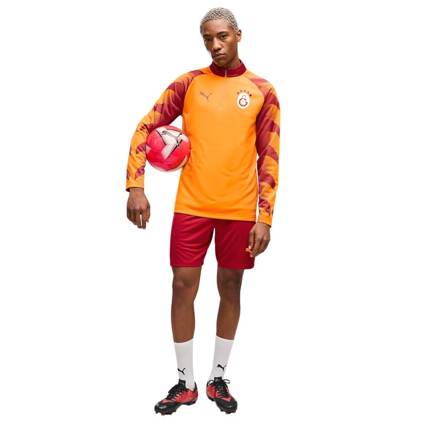 Puma Galatasaray Warm Up 1/4 Zip Top Sarı-Kırmızı Erkek Eşofman Üstü - 3