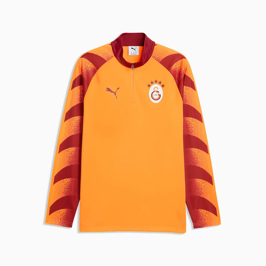 Puma Galatasaray Warm Up 1/4 Zip Top Sarı-Kırmızı Erkek Eşofman Üstü - 4