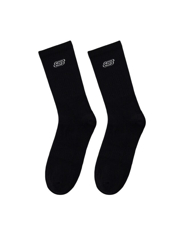 Skechers 2'li Paket Athleisure S Logo Uzun Siyah Unisex Çorap - Skechers