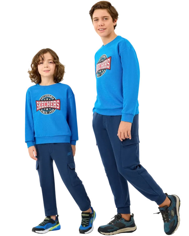 Skechers B Crewneck Sweatshirt Mavi Çocuk Sweatshirt - Skechers (1)