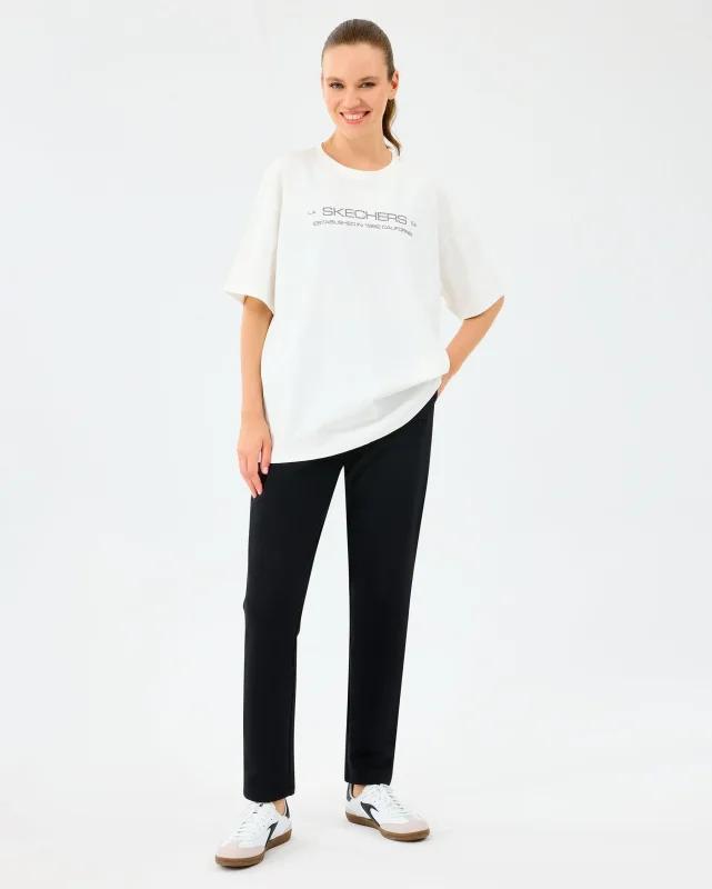 Skechers W Heavy Fabric T-Shirt Beyaz Kadın Tshirt - Skechers (1)