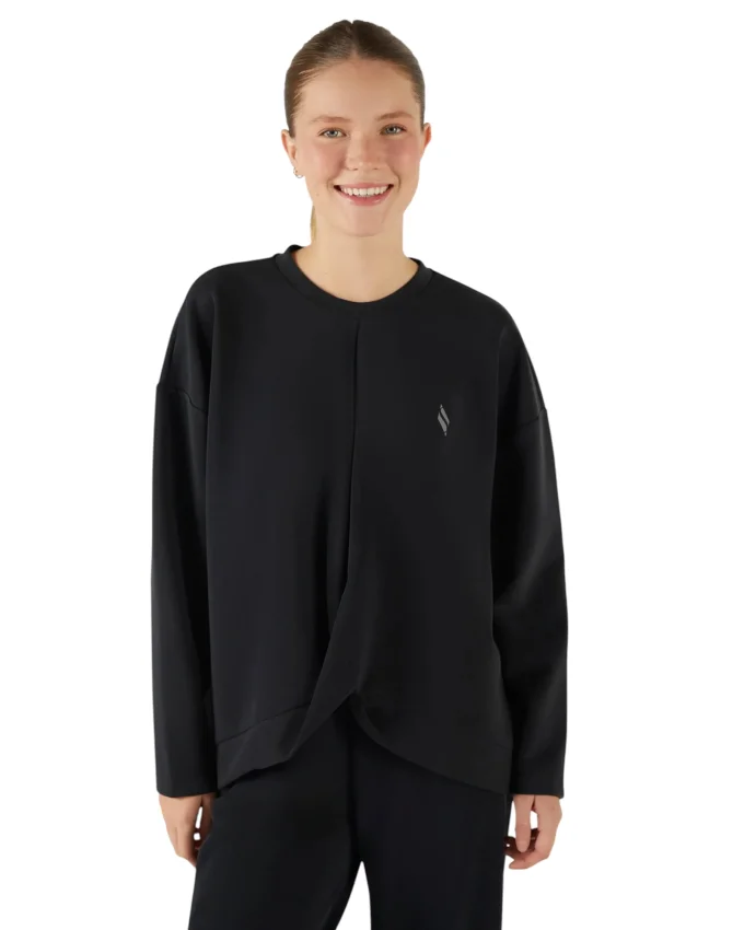 Skechers Soft Touch Crew Neck Sweatshirt Siyah Kadın Sweatshirt - 1