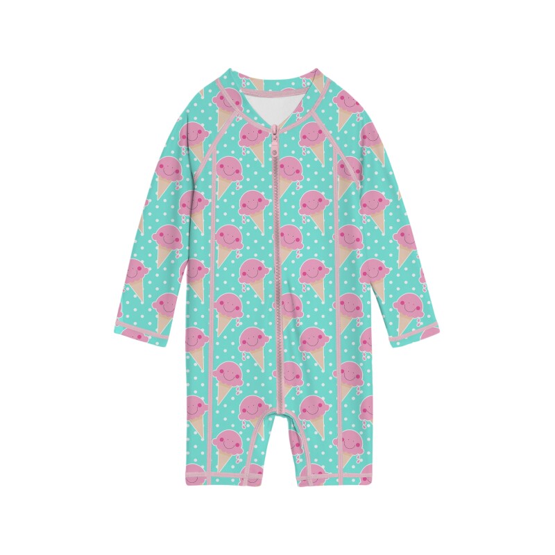 SlipStop Yummy Long Sleeve Yeşil Çocuk Mayo - SlipStop