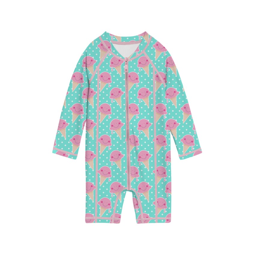 SlipStop Yummy Long Sleeve Yeşil Çocuk Mayo - 1