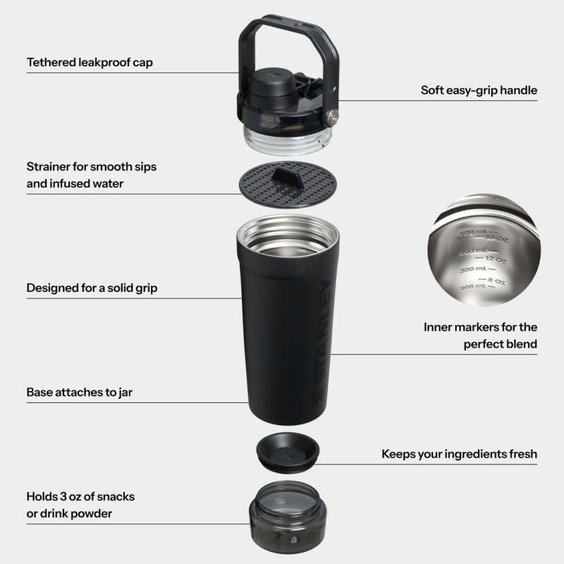 Stanley The Activate Shaker 0.6L / 20oz Siyah Unisex Termos - 3