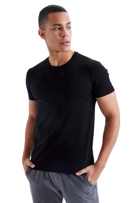 Tommy Life ERKEK T-SHİRT O YAKA SİYAH Erkek Tshirt 