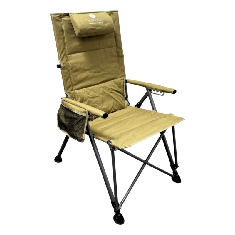 Windcamp Katlanır Premium Sırt Ayarlanabilir Bej Unisex Kamp Sandalyesi - Windcamp