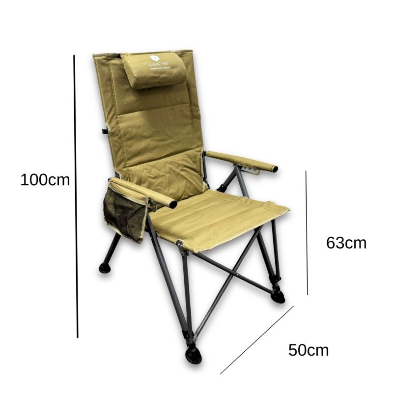 Windcamp Katlanır Premium Sırt Ayarlanabilir Bej Unisex Kamp Sandalyesi - 5