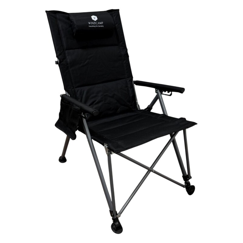 Windcamp Katlanır Premium Sırt Ayarlanabilir Siyah Unisex Kamp Sandalyesi - Windcamp