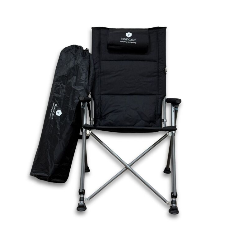 Windcamp Katlanır Premium Sırt Ayarlanabilir Siyah Unisex Kamp Sandalyesi - 6