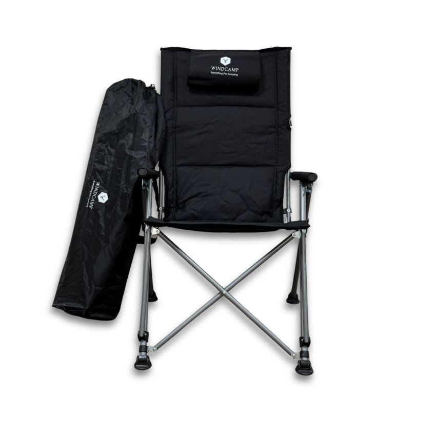 Windcamp Katlanır Premium Sırt Ayarlanabilir Siyah Unisex Kamp Sandalyesi - 6